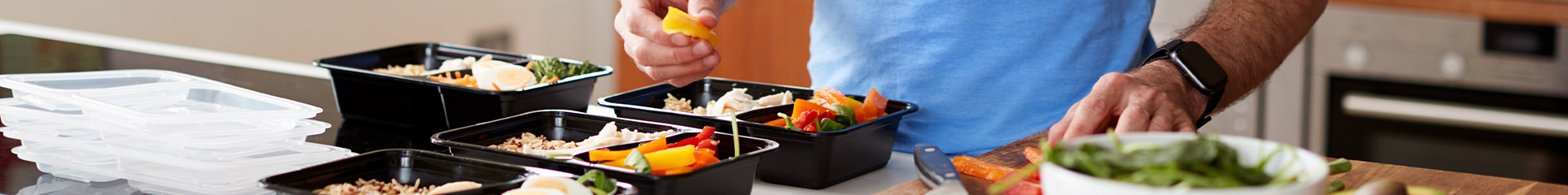 preparing meals at the kitchen counter