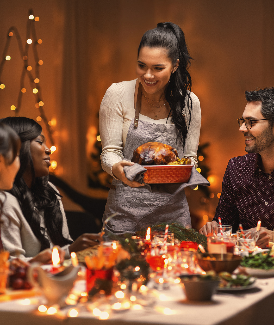 serving a holiday turkey dinner