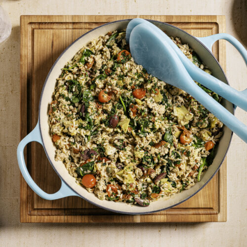 Mediterranean Turkey Skillet with Rice, Lemon and Fresh Herbs