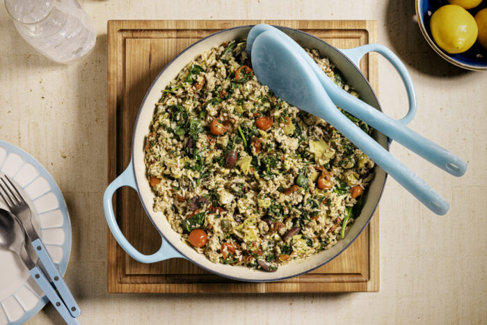Mediterranean Turkey Skillet with Rice, Lemon and Fresh Herbs