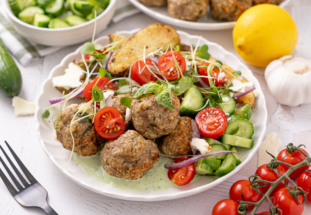 Lemon Garlic Turkey meatball Bowls